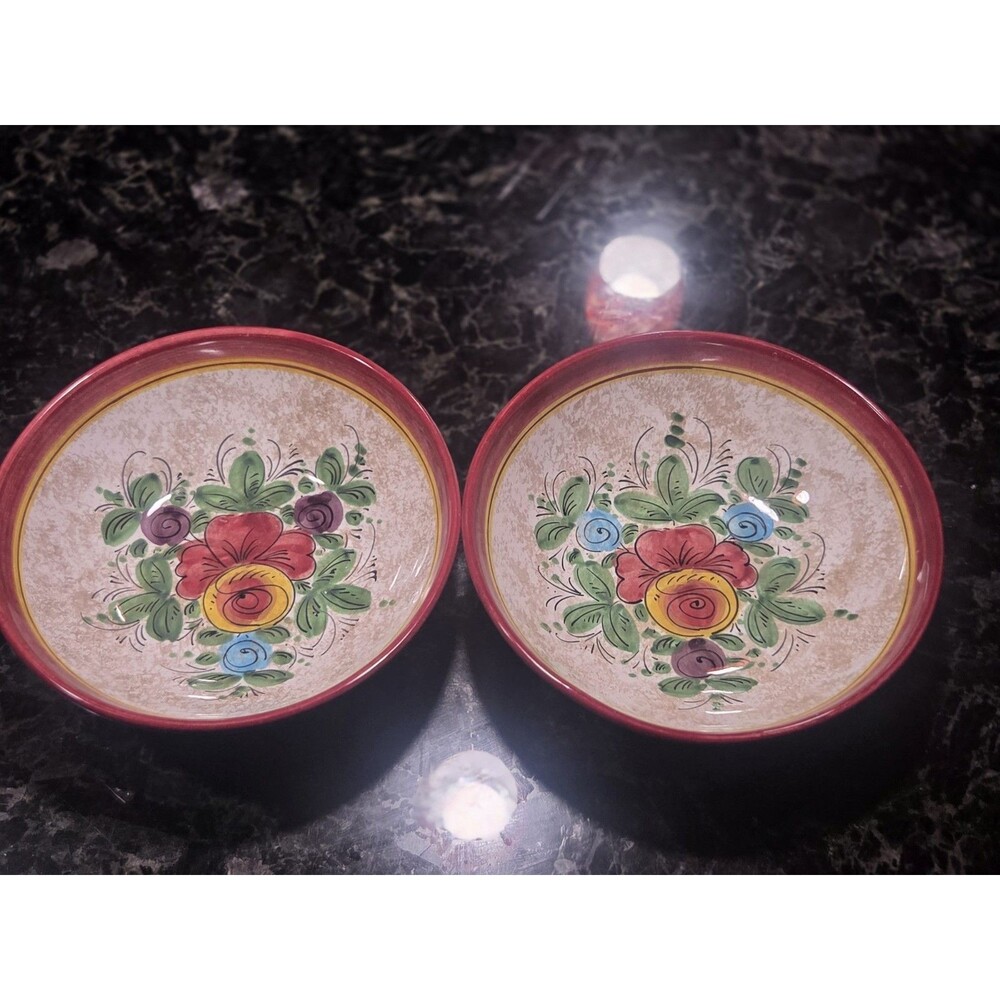 Bettini Germano Italian Pottery Floral Bowls - Set of 2